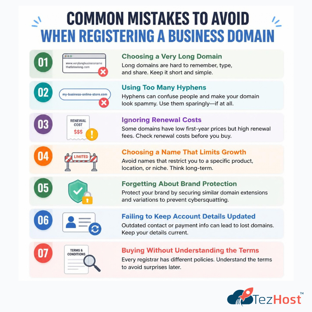 Common Mistakes to Avoid When Registering a Business Domain
Register Domain Name
domain registration
tezhost