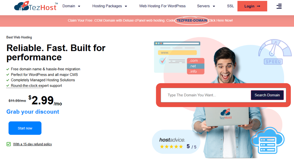 TezHost cloud VPS cPanel and dedicated hosting