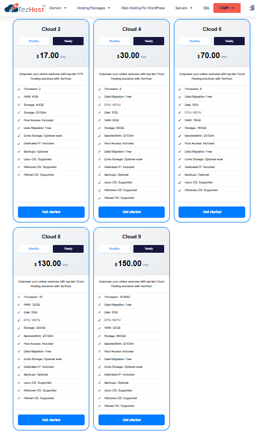 TezHost cloud server infrastructure for business website and application migration