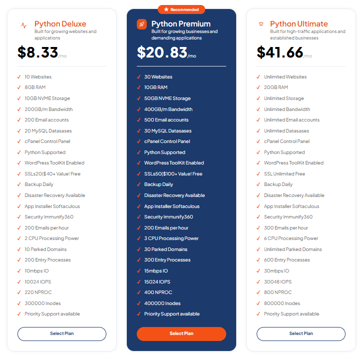 TezHost python web hosting